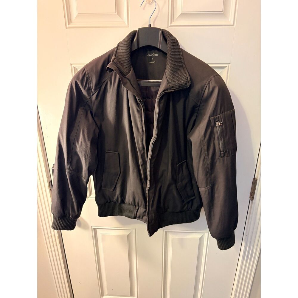 Mens Calvin Klein Warm Bomber Jacket Coat Size Medium Black